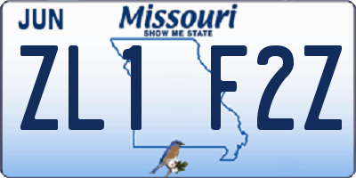 MO license plate ZL1F2Z