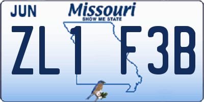 MO license plate ZL1F3B