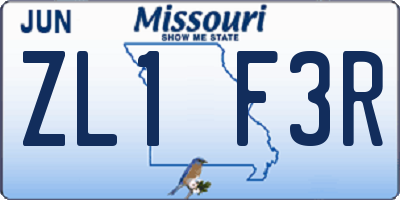 MO license plate ZL1F3R