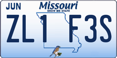 MO license plate ZL1F3S