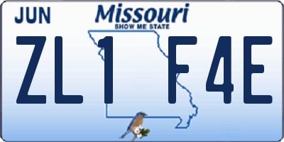MO license plate ZL1F4E