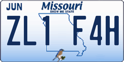 MO license plate ZL1F4H