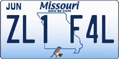 MO license plate ZL1F4L