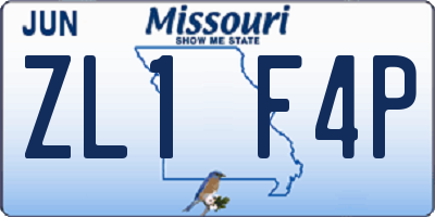 MO license plate ZL1F4P