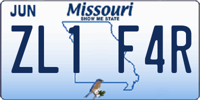 MO license plate ZL1F4R