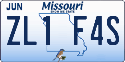 MO license plate ZL1F4S
