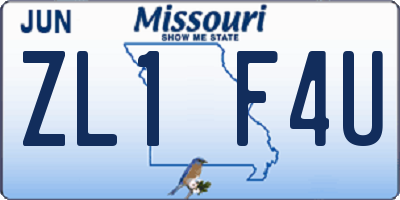 MO license plate ZL1F4U