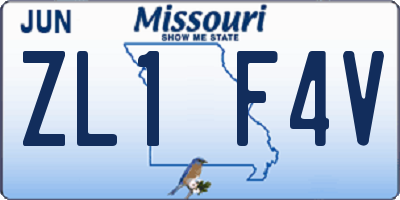 MO license plate ZL1F4V