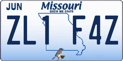 MO license plate ZL1F4Z