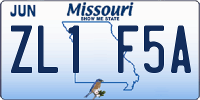 MO license plate ZL1F5A
