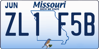 MO license plate ZL1F5B