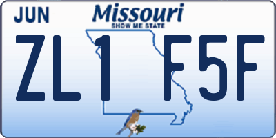 MO license plate ZL1F5F