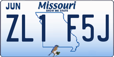MO license plate ZL1F5J