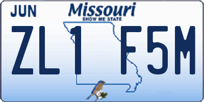 MO license plate ZL1F5M