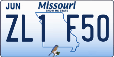 MO license plate ZL1F5O