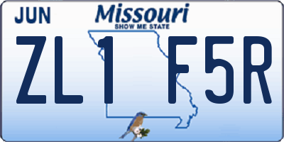 MO license plate ZL1F5R