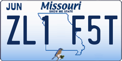 MO license plate ZL1F5T