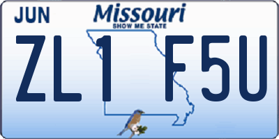 MO license plate ZL1F5U