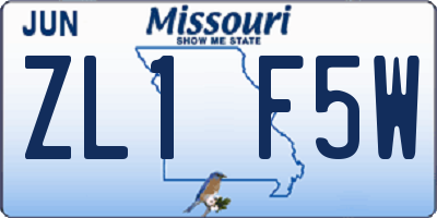 MO license plate ZL1F5W