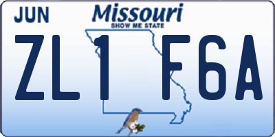 MO license plate ZL1F6A