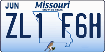MO license plate ZL1F6H