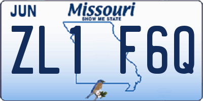 MO license plate ZL1F6Q