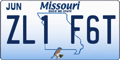 MO license plate ZL1F6T