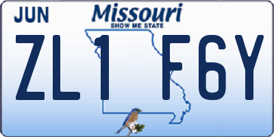 MO license plate ZL1F6Y