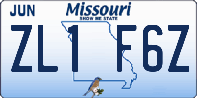 MO license plate ZL1F6Z
