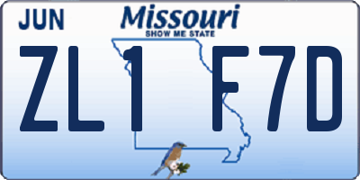 MO license plate ZL1F7D