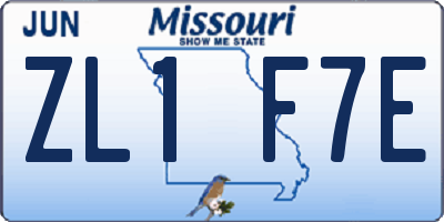 MO license plate ZL1F7E