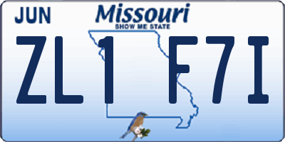 MO license plate ZL1F7I
