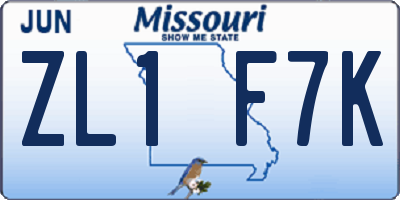 MO license plate ZL1F7K