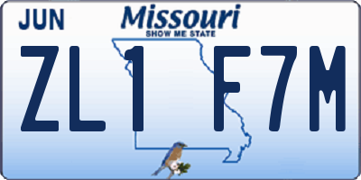 MO license plate ZL1F7M