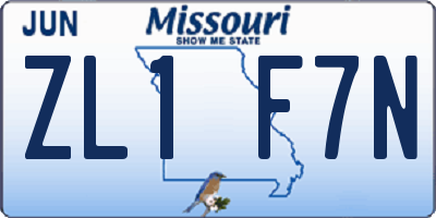 MO license plate ZL1F7N
