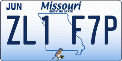 MO license plate ZL1F7P