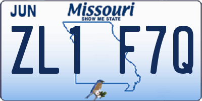 MO license plate ZL1F7Q