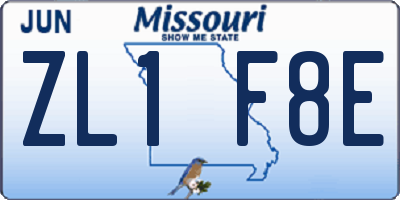 MO license plate ZL1F8E