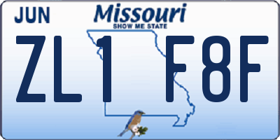 MO license plate ZL1F8F