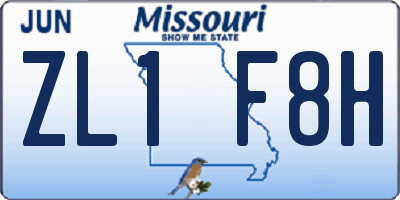 MO license plate ZL1F8H