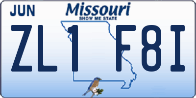 MO license plate ZL1F8I