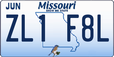MO license plate ZL1F8L