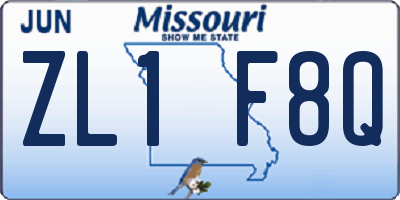 MO license plate ZL1F8Q