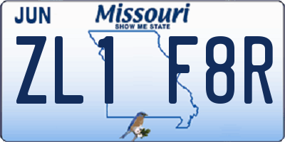 MO license plate ZL1F8R