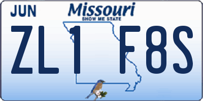 MO license plate ZL1F8S