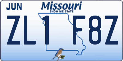 MO license plate ZL1F8Z