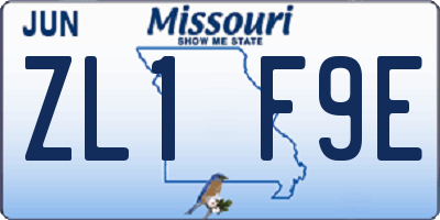 MO license plate ZL1F9E