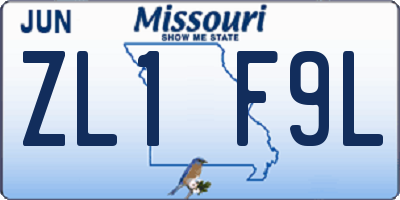 MO license plate ZL1F9L