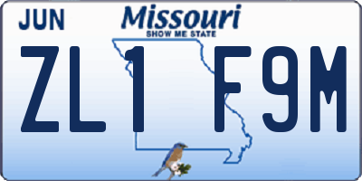 MO license plate ZL1F9M