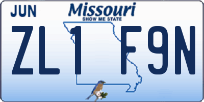 MO license plate ZL1F9N